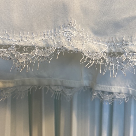 BCBGMaxazria White Pleated Lace Maxi Dress - Picture 16 of 17